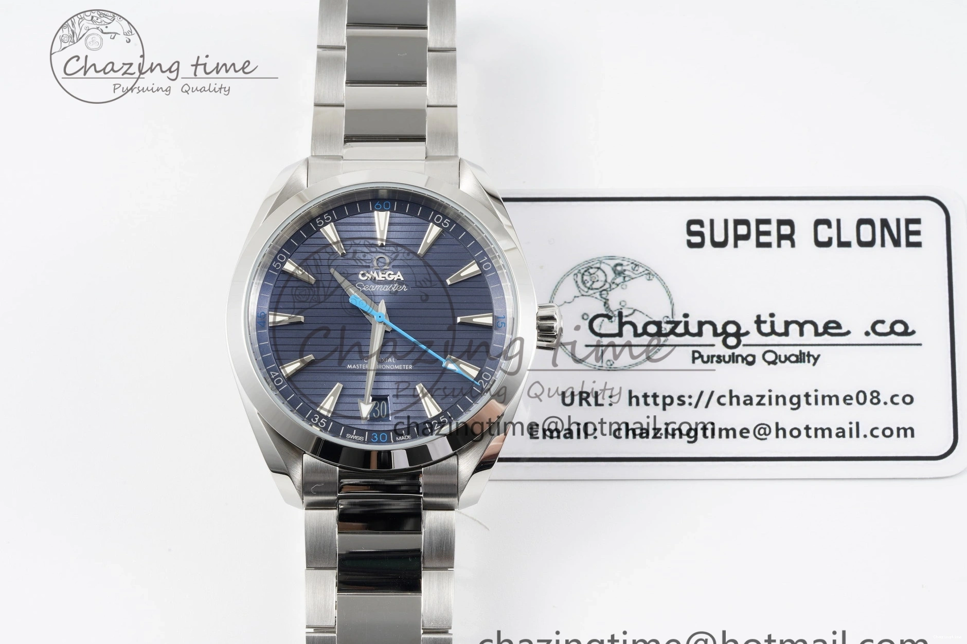 0314 FreshLook Aqua Terra 150M SS JQK 1:1 Best Edition Blue Dial Blue Hand on SS Bracelet A 7831